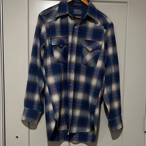 Pendleton Navy and Cream Plaid Shirt